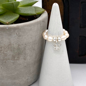 Lucy’s Pearl & Silver Butterfly Ring