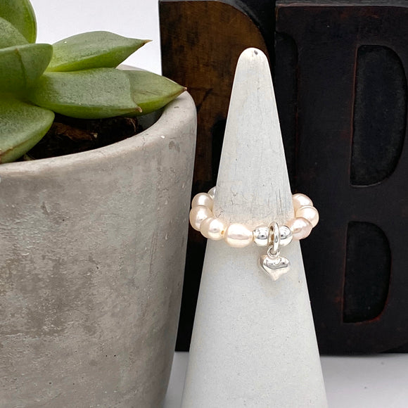 Lucy’s Pearl & Silver Puffy Heart Ring